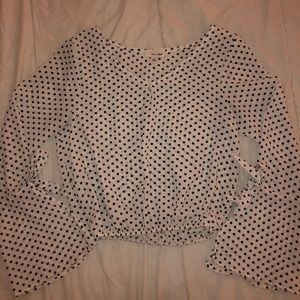 black & white polka dot long sleeve top
